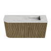 Mondiaz JOYA-DLUX Meuble de toilette 81,6cm - arrondi gauche couleur Dusk - Vasque FAYE position Droite 1 trou de robinet couleur Opalo. SW1423350