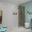 FugaFlow Eccelente Vetro inloopdouche badkamer - 80x200cm - rookglas - wandarm - geborsteld koper - SW1125110