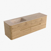 Mondiaz CIRO-DLUX Badkamermeubelset - 160x45x50cm - Solid surface wastafel Saba - 1 wasbak Links - 1 kraangat - 4 lades - Oak SW1531194