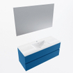 Mondiaz VICA ensemble de meuble de salle de bain - 120cm - meuble sous-vasque jeans - 2 tiroirs - lavabo denia milieu - 1 trou de robinet - couleur Blanc Brillant - miroir LED - version XL 60cm haut SW1091960