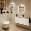 MONDIAZ TURE-DLUX Meuble toilette - 100cm - Talc - EDEN - vasque Opalo - position centrale - 1 trou de robinet SW1104118