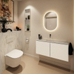 MONDIAZ TURE-DLUX Meuble toilette - 100cm - Talc - EDEN - vasque Opalo - position centrale - sans trou de robinet SW1104114