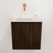 Mondiaz JOYA-DLUX 40cm toiletmeubel - kleur Walnut - Wastafel FAYE positie Links Zonder kraangat kleur Meli. SW1424398
