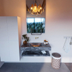 Mondiaz ALAN-DLUX Ensemble de meuble - 100cm - meuble Lava mat - 0 tiroirs - Lavabo Cloud Lava suspendu - vasque Centre - 0 trous de robinet SW809157