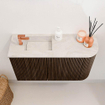 Mondiaz JOYA-DLUX 71.6cm toiletmeubel - ronding rechts kleur Walnut - Wastafel FAYE positie Links 1 kraangat kleur Ostra. SW1422637