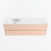 Mondiaz VICA ensemble de meuble de salle de bain - 150cm - meuble sous vasque rosee - 2 tiroirs - lavabo moon gauche - sans trous de robinet - version haute de 60cm - talc SW1080382