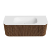 MONDIAZ KURVE 120cm Meuble salle de bain avec module 25 G et D - couleur Walnut - 1 tiroir - 2 portes - vasque BIG SMALL centre - 1 trou de robinet - Talc SW1122698