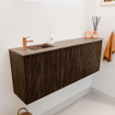 Mondiaz JOYA-DLUX Meuble de salle de bains 111,6cm - arrondi droit couleur Noyer - Vasque FAYE position Gauche 1 trou de robinet couleur Arena. SW1424366