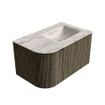 MONDIAZ KURVE-DLUX meuble de salle de bains 75 cm courbe à gauche couleur Shadow avec 1 tiroir et 1 porte. Lavabo GRUNNE à droite 1 trou de robinet Nata. SW1432275