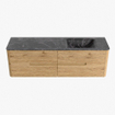 Mondiaz CIRO-DLUX Badkamermeubelset - 160x45x50cm - Solid surface wastafel Lava - 1 wasbak Rechts - 1 kraangat - 4 lades - Oak SW1530979