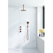 Fortifura Nebbio Ensemble de douche pluie - robinet encastré - élément encastré - coude de raccordement mural - flexible de douche en métal - douchette ronde - bras de plafond 20cm - douche de tête 30cm - cuivre brossé PVD SW1447164
