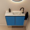 MONDIAZ TURE-DLUX Meuble toilette - 60cm - Jeans - EDEN - vasque Ostra - position droite - 1 trou de robinet SW1104899