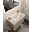 Mondiaz VICA Ensemble de meuble de salle de bain - 80cm - meuble sous-vasque fumée - 2 tiroirs - lavabo denia milieu - 1 trou de robinet - version XL 60cm haut SW1089774