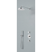 Hotbath Buddy IBS1 Ensemble de douche pluie - 2 robinets d'arrêt - bras mural 35 cm - douche de tête ronde 20 cm - douchette barre - chrome SW12097