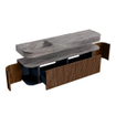 MONDIAZ THOR-DLUX Meuble de salle de bains 180cm arrondi gauche + droite couleur Walnut avec 2 tiroirs et 2 portes. Vasque suspendue CLOUD Gauche 1 trou de robinet couleur Oza. SW1466316