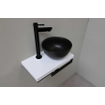 Proline Pack lave-mains 40x23cm avec vasque céramique noir mat droite, plan blanc et robinet, sipon et bonde noir mat SW536630