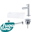 FugaFlow Eccelente Arredo Pack Lave-mains - 36x18.5x9cm - 1 trou de robinet - solid surface - robinet Chrome - Blanc SW1125268