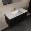 Mondiaz AIVY Ensemble de meuble - 100x45x50cm - 1 trou de robinet - 1 vasque Talc Solid surface - Centre - 2 tiroirs - avec miroir - MDF Urban SW892203