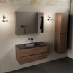 Mondiaz AIVY Ensemble de meuble - 100x45x50cm - 0 trous de robinet - 1 vasque Urban Solid surface - Centre - 2 tiroirs - avec armoire de toilette - Melamine Mocha SW892353