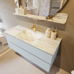MONDIAZ VICA-DLUX Ensemble meuble de salle de bains - 120cm - meuble sous-vasque clay - 2 tiroirs - lavabo encastré cloud centré - 1 trou de robinet - version haute 60cm - glace SW1088169