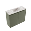 MONDIAZ TURE-DLUX Meuble de toilette 60cm Army. Lavabo EDEN Glace position milieu. Sans trou de robinet. SW1103167