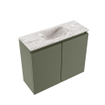 MONDIAZ TURE-DLUX Meuble toilette - 60cm - Army - EDEN - vasque Glace - position centrale - sans trou de robinet SW1103167