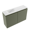 MONDIAZ TURE-DLUX Meuble de toilettes 80 cm Army. EDEN lavabo Opalo position gauche. Avec 1 trou de robinet. SW1104194