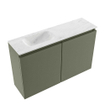 MONDIAZ TURE-DLUX Meuble toilette - 80cm - Army - EDEN - vasque Opalo - position gauche - 1 trou de robinet SW1104194