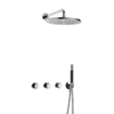 Hotbath Cobber IBS70 Ensemble de douche à encastrer - bras mural de 38,5 cm - douche principale ronde de 30 cm - douchette à main - chrome SW677948