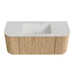 MONDIAZ KURVE-DLUX 110cm Meuble salle de bain avec module 25 G et D - couleur Oak - 1 tiroir - 2 portes - vasque CLOUD centre - 1 trou de robinet - couleur Opalo SW1137505