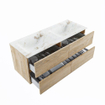MONDIAZ VICA-DLUX Ensemble meuble de salle de bains - 120cm - meuble bas Washed oak - 4 tiroirs - lavabo encastré cloud double - 2 trous de robinet - version haute 60cm - frape SW1088840