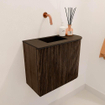 Mondiaz JOYA 51.6cm meuble de salle de bains - arrondi droit couleur Walnut - Vasque FAYE position Gauche Sans trou de robinet couleur Urban SW1421353