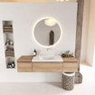 MONDIAZ BUKLA 160cm badmeubel met module 40 kleur Washed Oak met 3 lades. Wastafel CLOUD midden 0 kraangaten kleur Talc. SW1382121