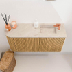 Mondiaz JOYA-DLUX 81.6cm toiletmeubel - ronding links kleur Oak - Wastafel FAYE positie Rechts 1 kraangat kleur Frappe. SW1421909