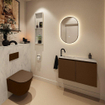 MONDIAZ TURE-DLUX Meuble toilette - 80cm - Rust - EDEN - vasque Opalo - position gauche - 1 trou de robinet SW1104533