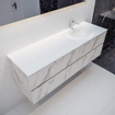 Mondiaz VICA ensemble de meuble de salle de bain - 150cm - meuble sous-vasque carrara - 2 tiroirs - lavabo moon droite - 1 trou de robinet - miroir LED - version XL 60cm haut SW1097577