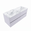 Mondiaz VICA-DLUX ensemble de meuble de salle de bain - 120cm - meuble sous-vasque cale - 4 tiroirs - lavabo encastrée cloud double - sans trous de robinet - version haute de 60cm - glace SW1088334