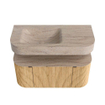 MONDIAZ THOR-DLUX 100cm badmeubel ronding links + rechts kleur Oak met 1 lade en 2 deuren. Vrijhangende wastafel CLOUD Links 1 kraangat kleur Saba. SW1467553