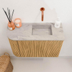 Mondiaz JOYA-DLUX 61.6cm toiletmeubel - ronding links kleur Oak - Wastafel FAYE positie Rechts Zonder kraangat kleur Glace. SW1421987