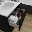 Saniclass Chaci Badkamermeubelset - 100x45x55cm - keramische wastafel glans wit - 1 wasbak - 1 kraangat - 2 lades - mat zwart SW721292
