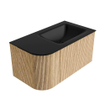 MONDIAZ KURVE 85cm Meuble salle de bain avec module 25 G - couleur Oak - 1 tiroir - 1 porte - vasque CLOUD droite - 1 trou de robinet - Urban SW1138399