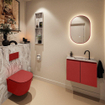 MONDIAZ TURE-DLUX Meuble toilette - 60cm - Fire - EDEN - vasque Glace - position centrale - 1 trou de robinet SW1103267