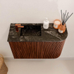 Mondiaz JOYA-DLUX 61.6cm toiletmeubel - ronding rechts kleur Ruby - Wastafel FAYE positie Links 1 kraangat kleur Lava. SW1423632