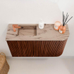Mondiaz JOYA-DLUX 71.6cm toiletmeubel - ronding rechts kleur Ruby - Wastafel FAYE positie Links 1 kraangat kleur Arena. SW1425292