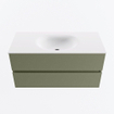 Mondiaz VICA Ensemble meuble de salle de bains - 100cm - army - 2 tiroirs - Lavabo MOON - milieu - sans trou de robinet - couleur talc - Version XL 60cm de hauteur SW1189288