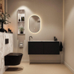 MONDIAZ TURE-DLUX Meuble toilette - 120cm - Urban - EDEN - vasque Glace - position gauche - 1 trou de robinet SW1103208