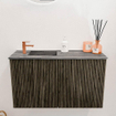 Mondiaz JOYA-DLUX 70cm toiletmeubel - kleur Shadow - Wastafel FAYE positie Links 1 kraangat kleur Sombra. SW1425198