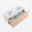 MONDIAZ VICA Ensemble meuble de salle de bains - 120cm - meuble bas rosee - 2 tiroirs - lavabo denia double - 2 trous de robinet - version haute 60cm - blanc brillant SW1080332