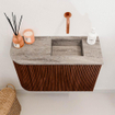 Mondiaz JOYA-DLUX Meuble de toilette 61,6cm - arrondi gauche couleur Ruby - Vasque FAYE position droite sans trou de robinet couleur Oza SW1425530