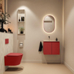 MONDIAZ TURE-DLUX Meuble toilette - 60cm - Fire - EDEN - vasque Ostra - position gauche - sans trou de robinet SW1104858